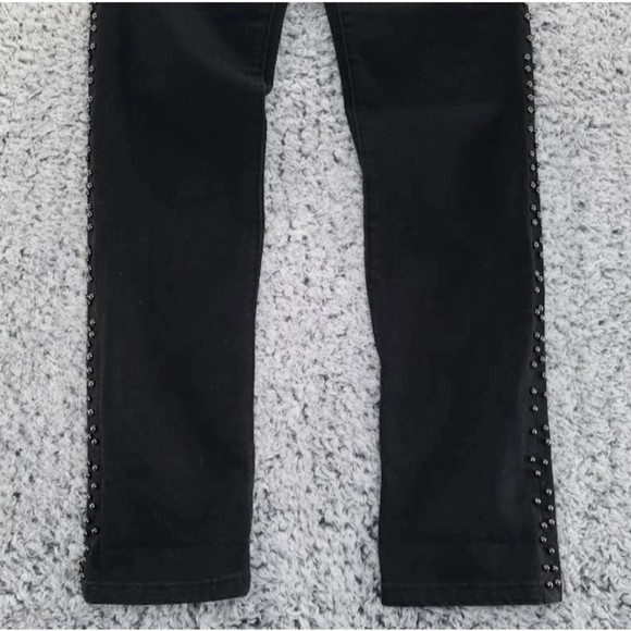 PISTOLA Beaded Charlie Straight Crop Sz 28 High Rise Black Studded Stretch Jeans - Picture 6 of 7